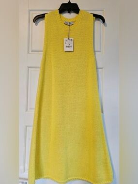 zara butter yellow dress Ruffle Mini M (8-10) gold mini dress zara SAME